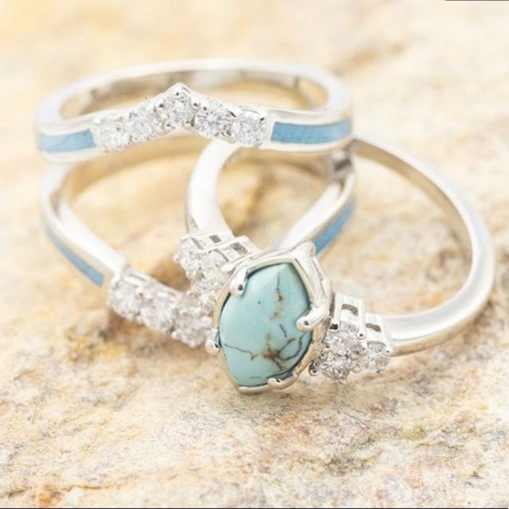 NWOT 3pc set of a Elegant Fashion Creative Vintage style  Turquoise Ring